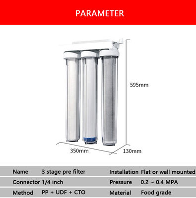 Puissant système de filtre à eau à trois étages pour toute la maison avec boîtier de filtre au carbone actif