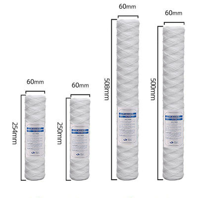 10 20 pouces de polypropylène blanchi de fibre de verre de coton en PP sédiments de chaîne de plaie cartouche d'eau