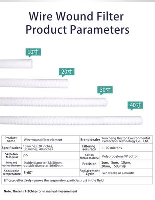 30 pouces de longueur 5 microns cartouche de filtre en polypropylène coulé avec des composants de base de roulement