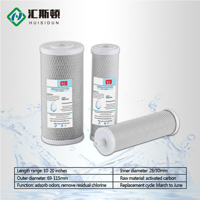 Filtre à charbon actif ménager de 10 pouces Cto à pression de fonctionnement maximale de 0,4 MPa
